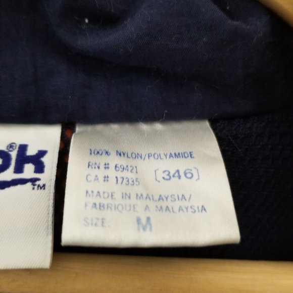 Vintage REEBOK Navy Nylon Jacket Windbreaker Tuck away Hoodie Medium - Picture 8 of 10